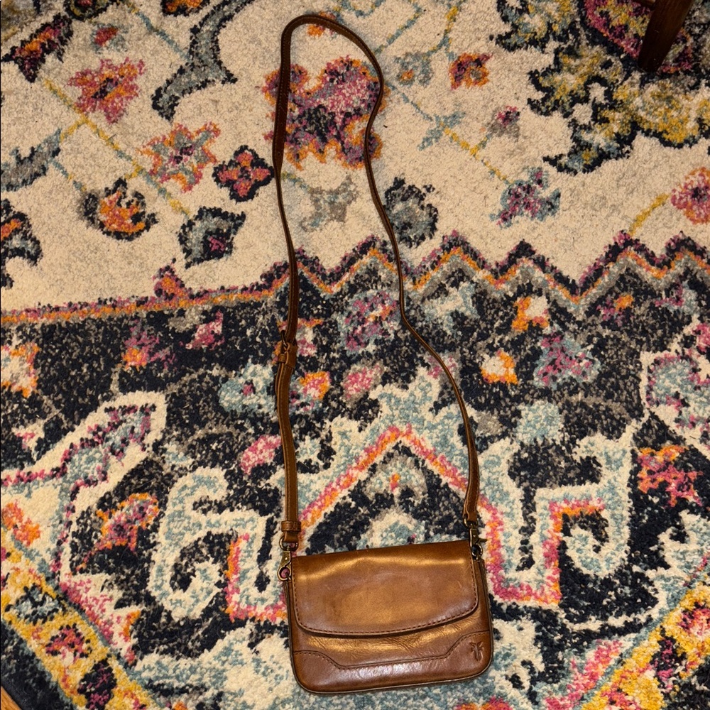 FRYE Melissa Flap Cognac Brown Leather Crossbody Bag